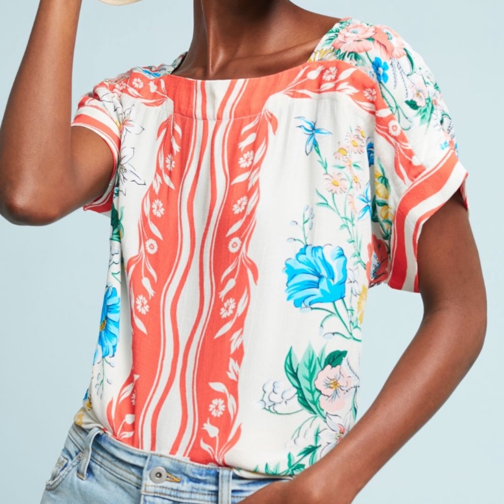 ANTHROPOLOGIE Maeve Romina Scarf-Printed Top